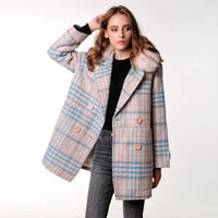 Thumbnail for Luxury & Me - Double Breasted Coat - Plaid - 1 COLOR -