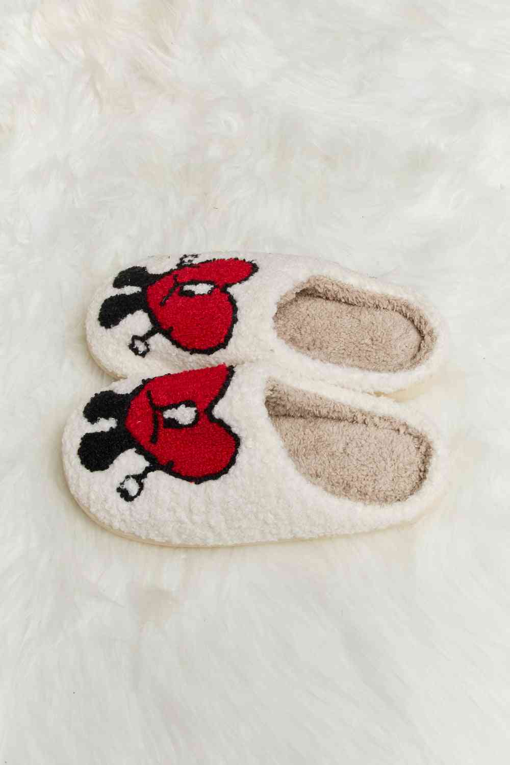 Melody Love Heart Print Plush Slippers - T - 2 COLORS -