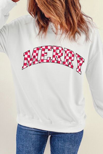 MERRY Round Neck Dropped Shoulder Sweatshirt - T - 1 COLOR -