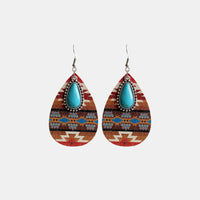 Thumbnail for Turquoise Teardrop Shape Wooden Dangle Earrings - T - 3 STYLES -