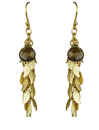 Gena Myint - Smoky Topaz and Leaf Cascade Earrings -