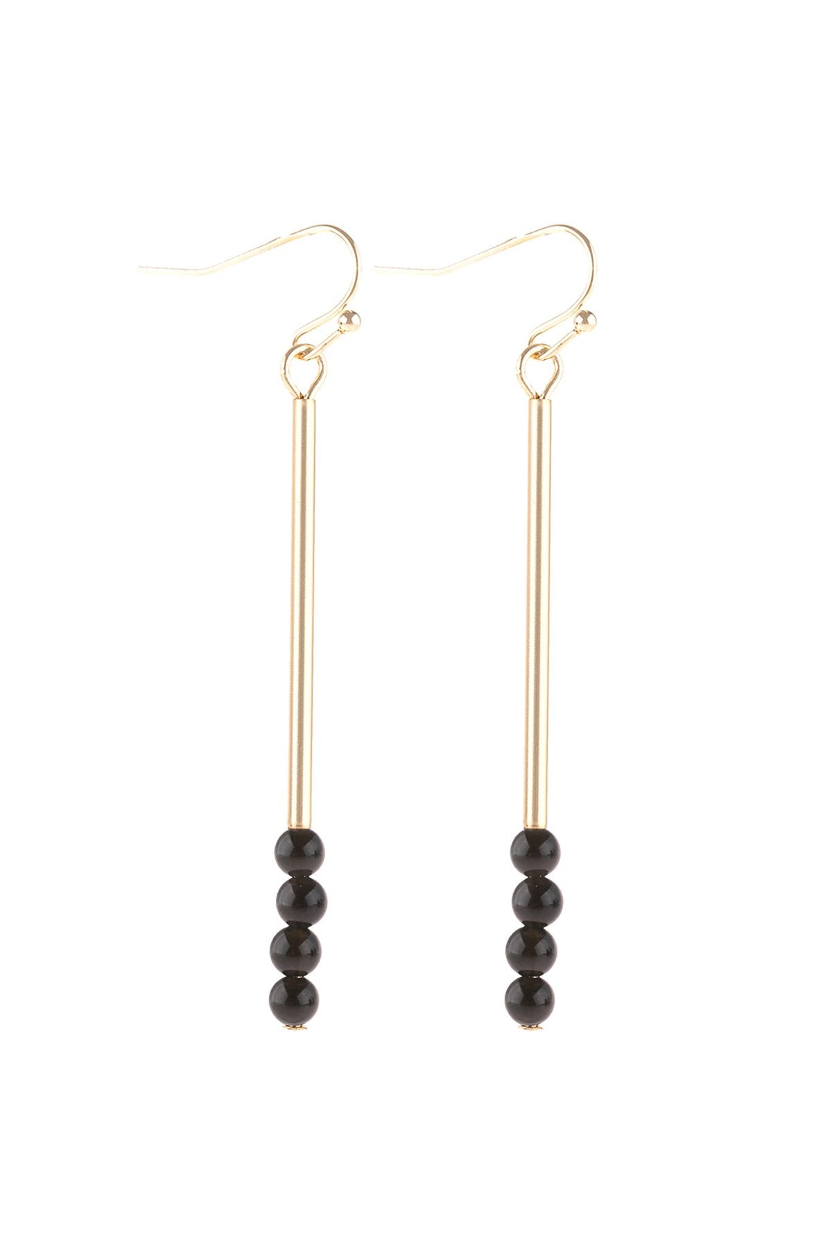 Riah Fashion - Dangle Beads Hook Earrings - 6 COLORS -