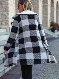 Thumbnail for Plaid Open Front Coat with Pockets - T - 1 COLOR -