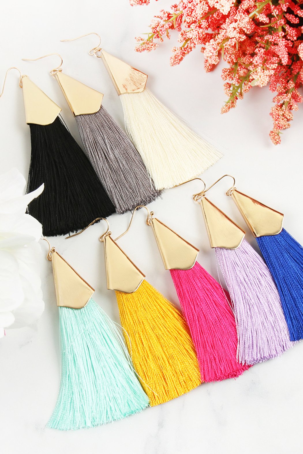 Large Tassel Earrings - 10 COLORS -