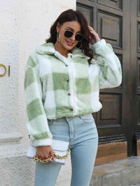 Thumbnail for Plaid Dropped Shoulder Buttoned Jacket - T - 4 COLORS -