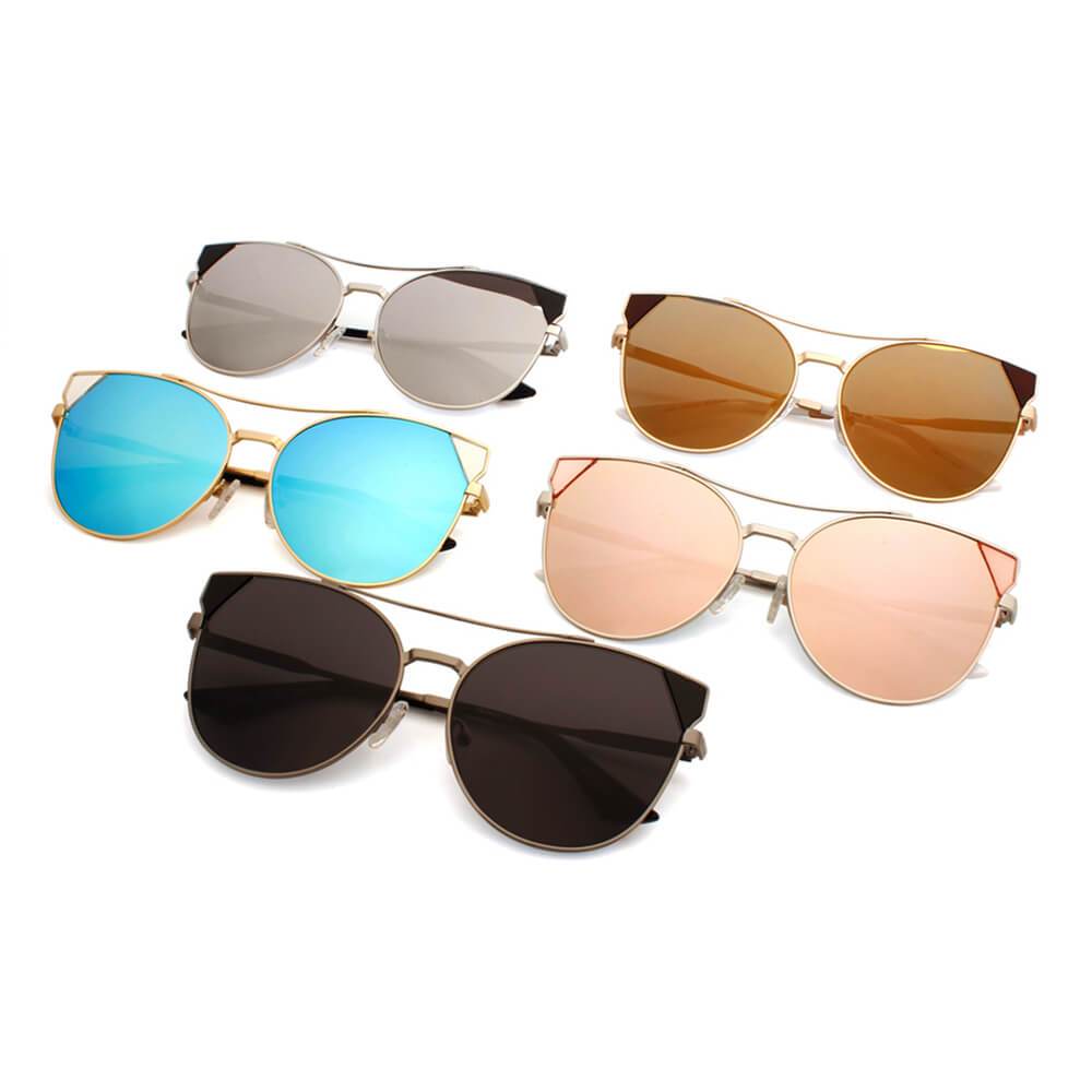 Aspen | CA02K - Womens Trendy Mirrored Lens Cat Eye Sunglasses - 5 COLORS -