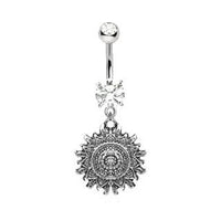 Thumbnail for 316L Stainless Steel Antique Polynesian Sun Dangle Navel Ring -