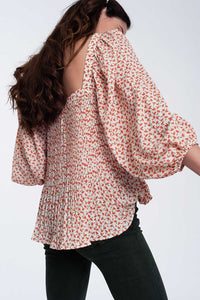 Thumbnail for Q2 - Puff Sleeve Top With Square Neck in Coral Floral Print - 1 COLOR -