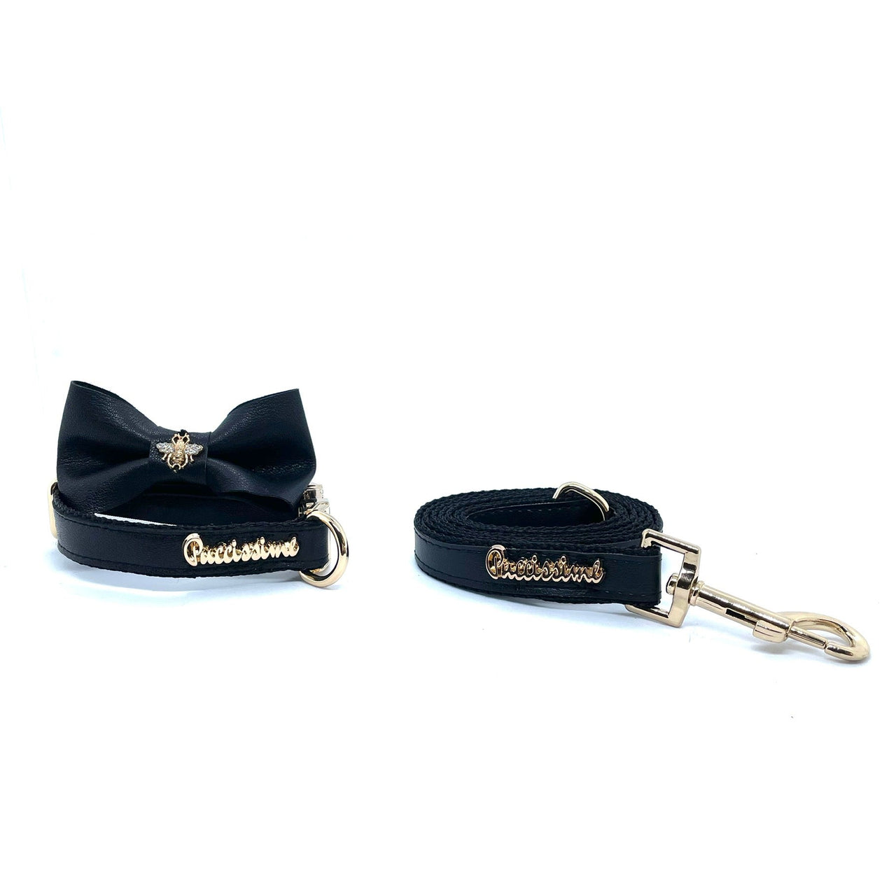 Puccissime - Raven Collar, Leash & Bow Tie Set - 3 PCS. - 4 SIZES -