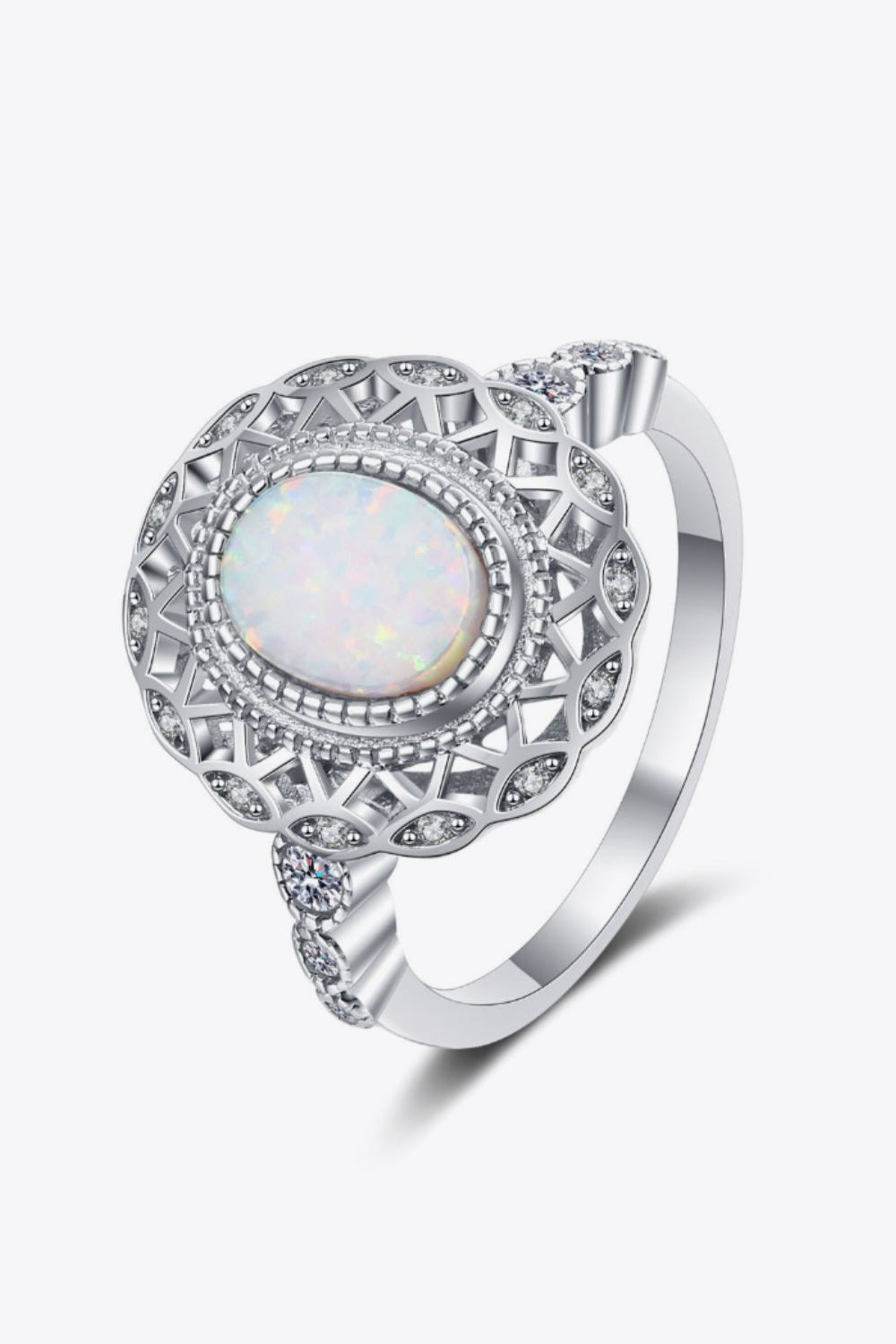 Feeling The Love 925 Sterling Silver Opal Ring - T - SIZES 5 THRU 10 - 1 COLOR -