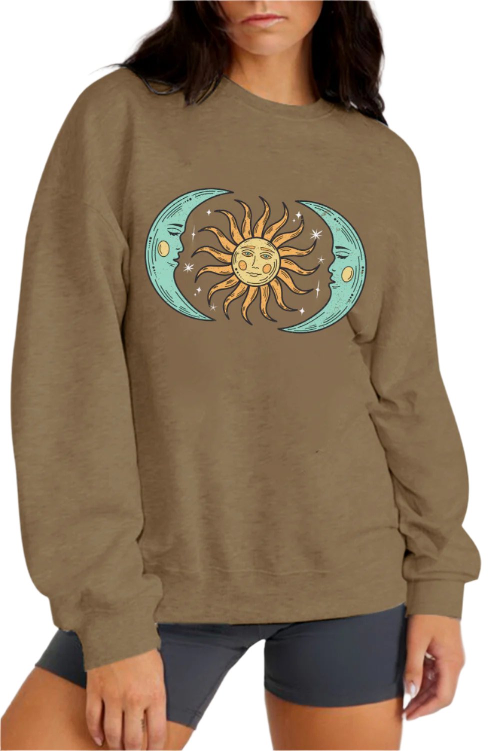 Simply Love Full Size Sun and Moon Graphic Sweatshirt - T - 1 COLOR -