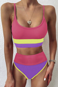 Thumbnail for Color Block Spaghetti Strap Two-Piece Swim Set - T - 6 STRIPES / COLORS -