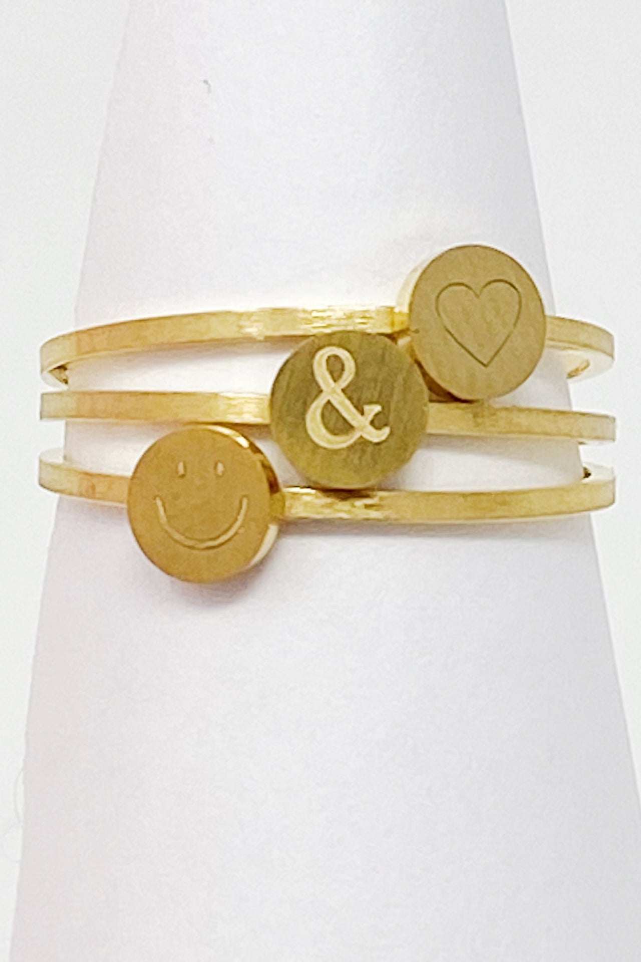 Tiny Disc Stackable Ring - 3 SYMBOLS