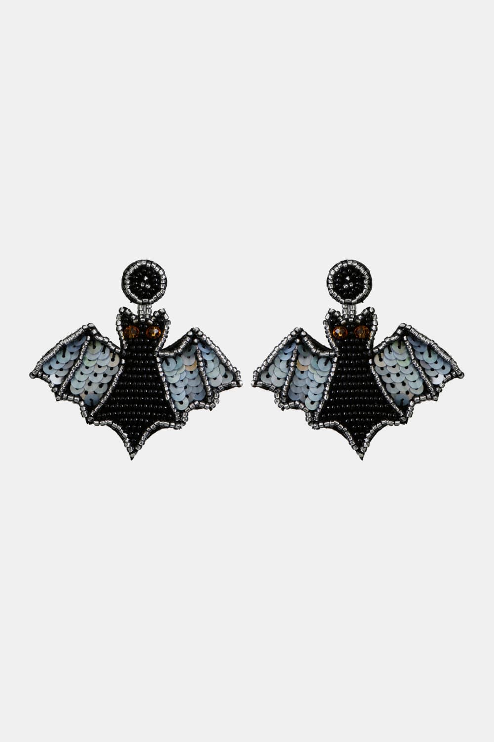 Bat Shape Beaded Dangle Earrings - T - 3 COLORS -