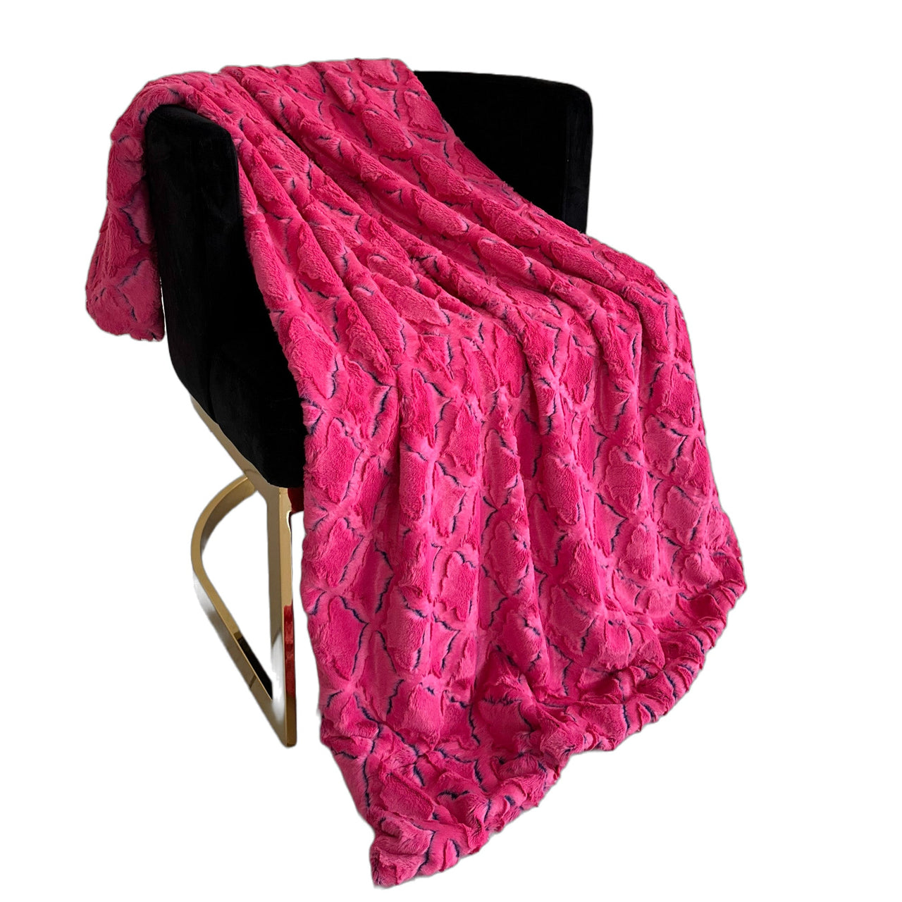 Plutus Fuchsia Purple Diamond Faux Fur Luxury Throw Blanket - 14 SIZES -