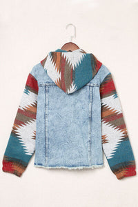 Thumbnail for Drawstring Hooded Pocketed Denim Jacket - T - 2 COLORS -