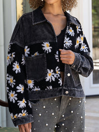 Thumbnail for Floral Dropped Shoulder Shacket - T - 2 COLORS -