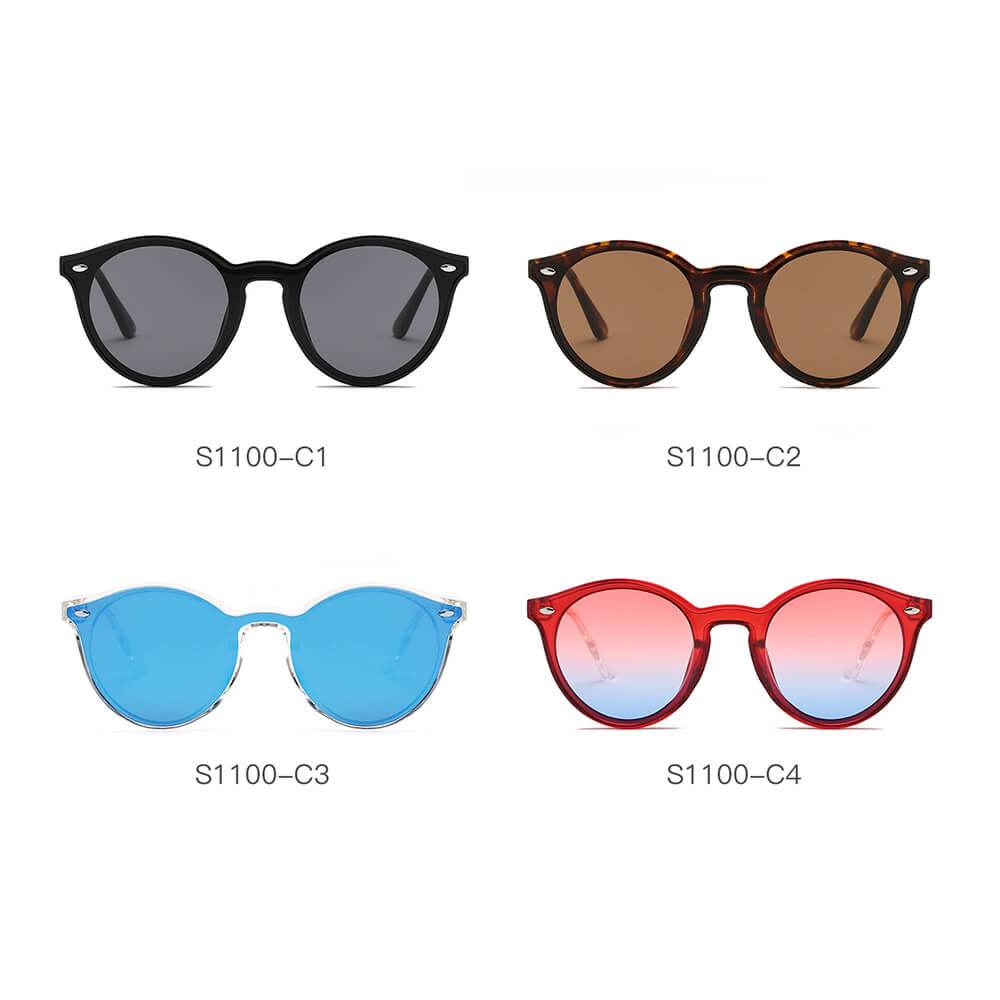 Crosby | S1100 - Unisex Fashion Retro Round Horn Rimmed Sunglasses - 4 COLORS -