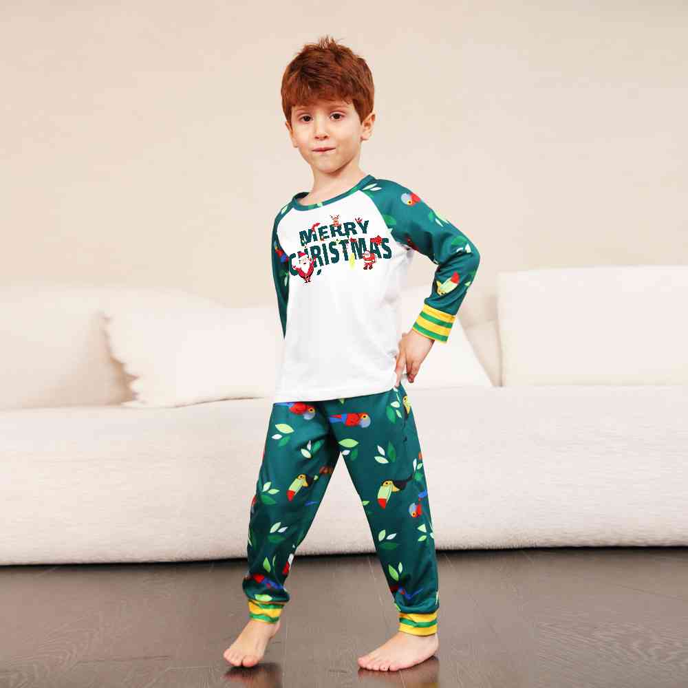 KIDS MERRY CHRISTMAS Graphic Top and Printed Pants Set - T -