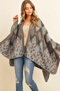 Thumbnail for Riah Fashion - Chevron Leopard Open Front Kimono - 1 COLOR -