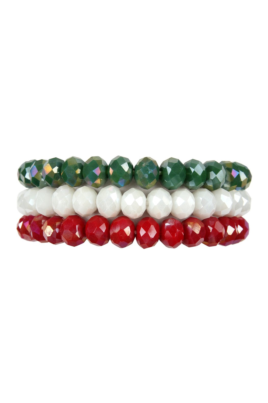 Three Glass Beads Stretch Bracelet -