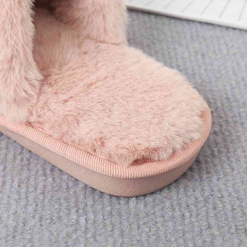 Faux Fur Crisscross Strap Slippers - T - 7 COLORS -