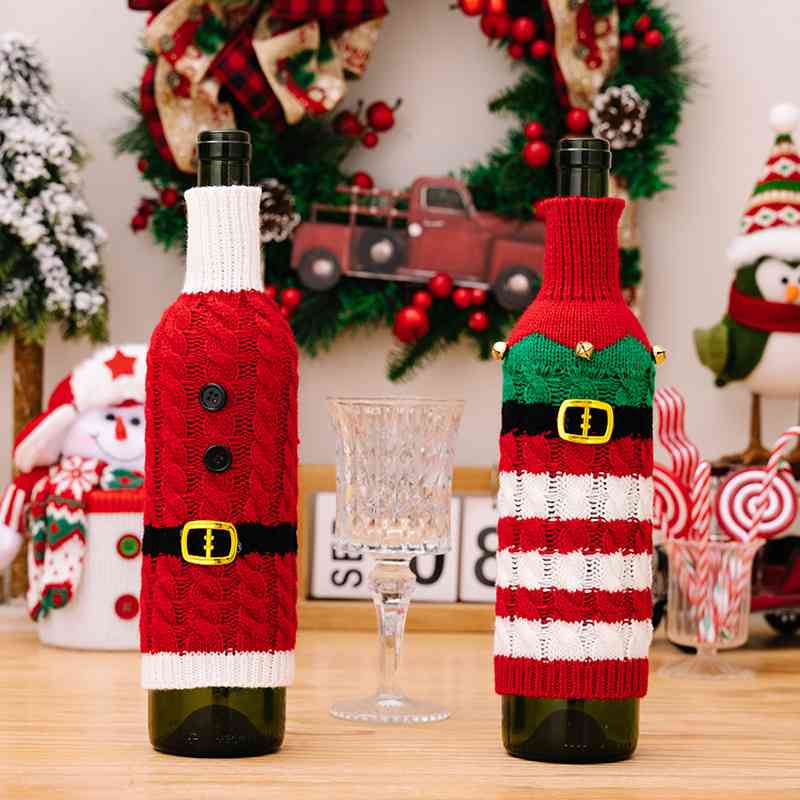 2-Piece Cable-Knit Wine Bottle Covers - 10.6" - [5-10 DAY DELIVERY] - 2 PCS. - T -