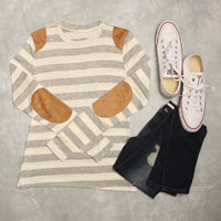 Thumbnail for Riah Fashion - Suede Detail Striped Top - 6 COLORS -