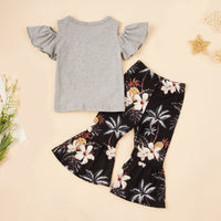 Thumbnail for HELLO SUMMER Graphic Top and Floral Flare Pants Set - 2 PCS. - T - 2 COLOR COMBOS -