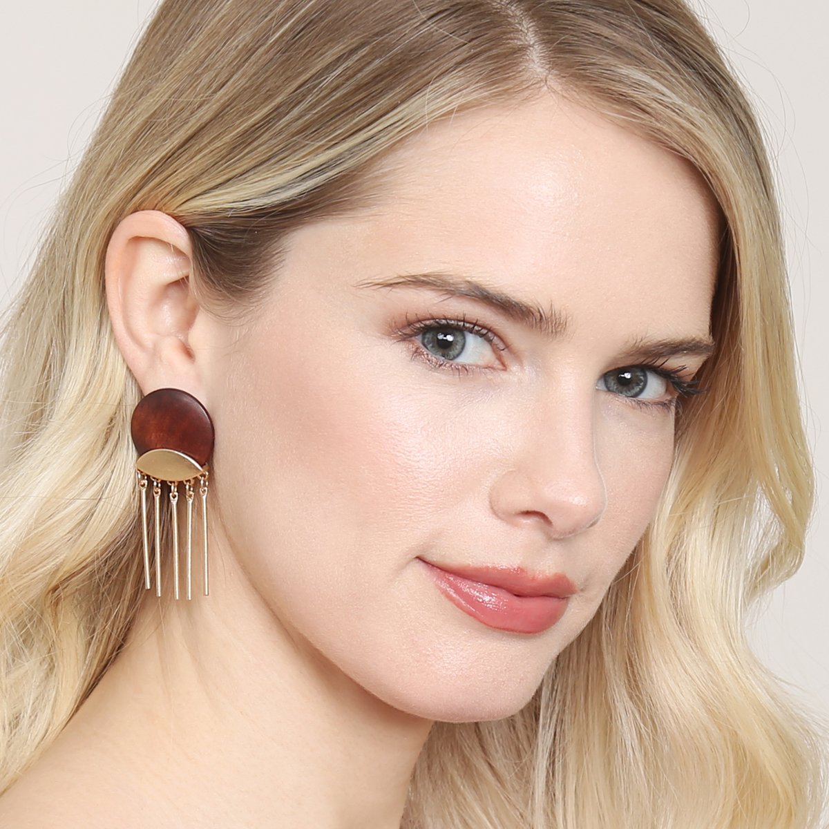 Wood Disc Dangle Earrings - 7 COLORS -