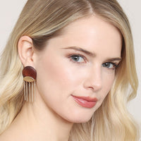 Thumbnail for Wood Disc Dangle Earrings - 7 COLORS -