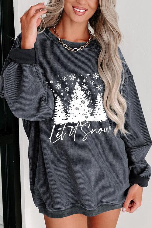 Christmas Tree - Let it Snow -  Graphic Dropped Shoulder Sweatshirt - T - 1 COLOR -