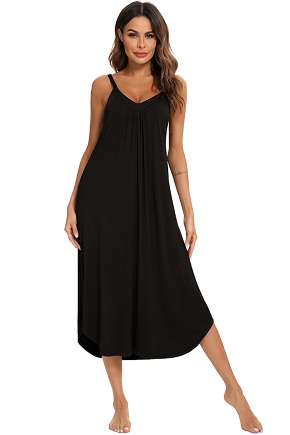 V-Neck Midi Lounge Dress - T - 4 COLORS -