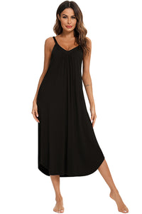 Thumbnail for V-Neck Midi Lounge Dress - T - 4 COLORS -