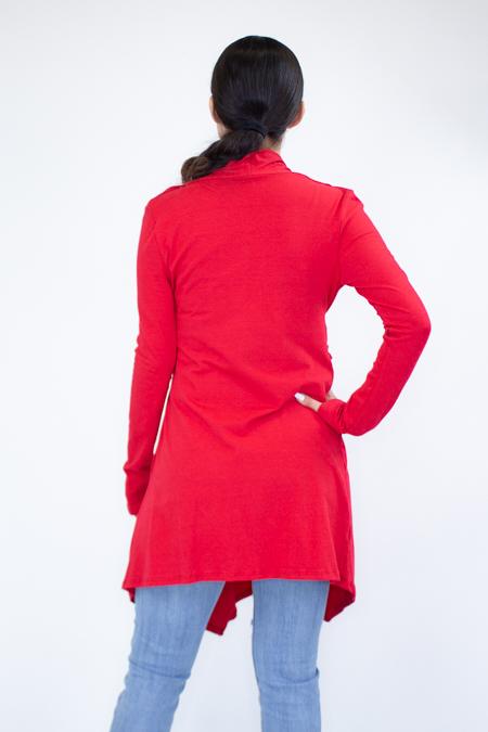 Stylespect - Light Weight Waist Tie Cardigan - Red - 1 COLOR -