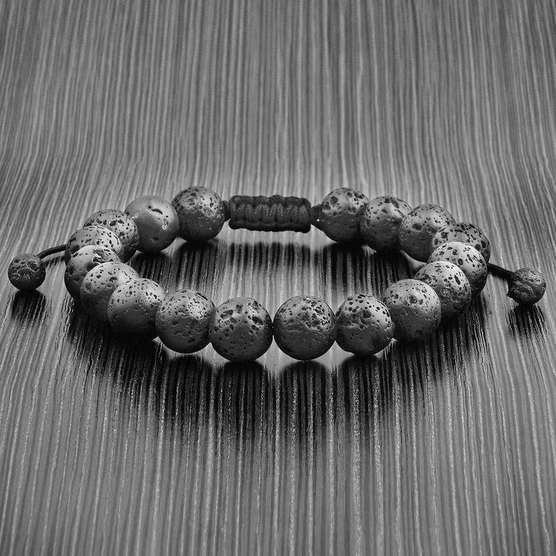 Fashion Hut - Crucible Men's 10mm Natural Lava Stone Bead Adjustable Bracelet -