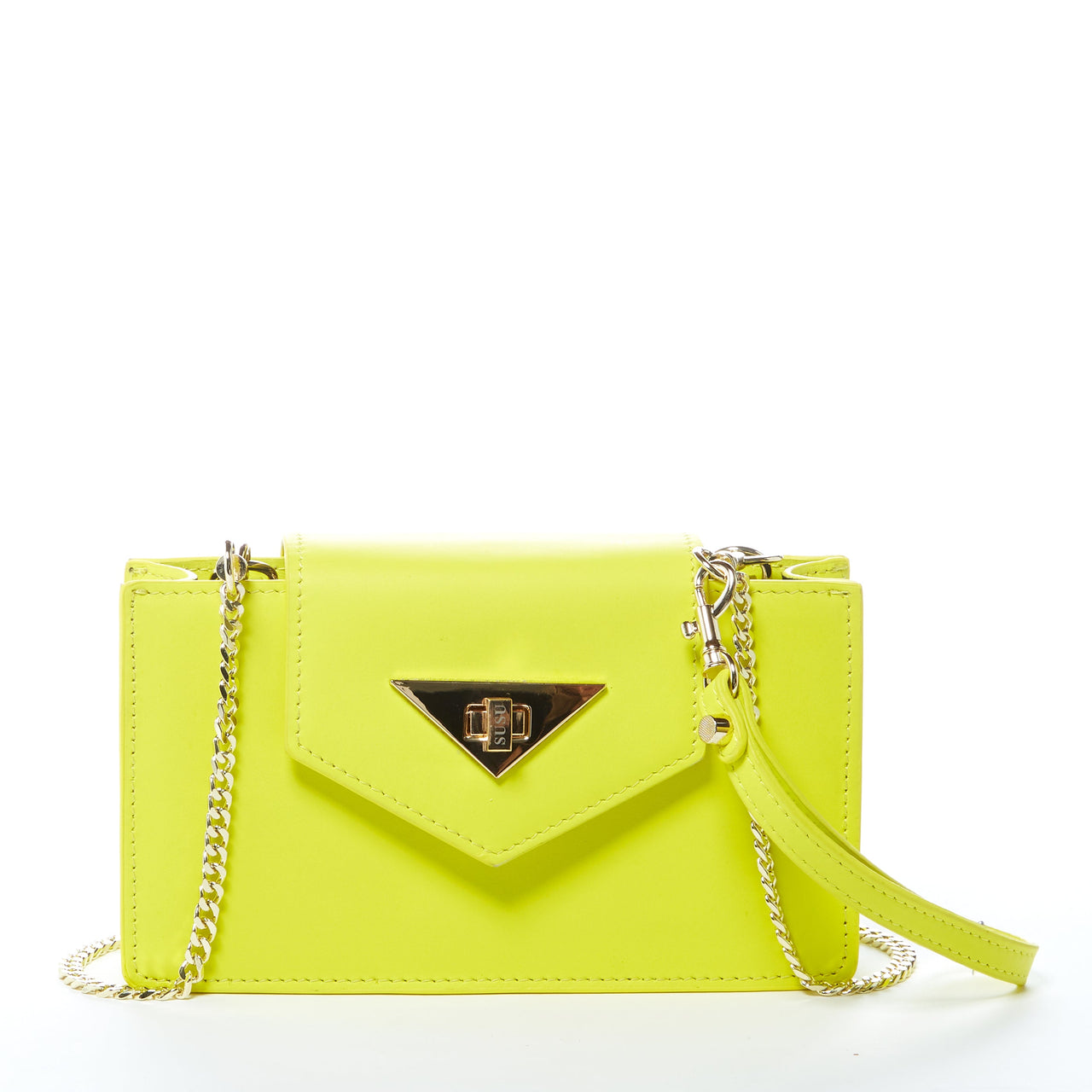 Mary Bright Yellow Small Crossbody Leather Wristlet -