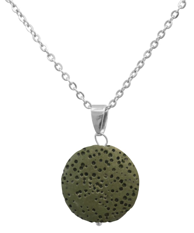 Green Lava Stone Essential Oil Necklace -