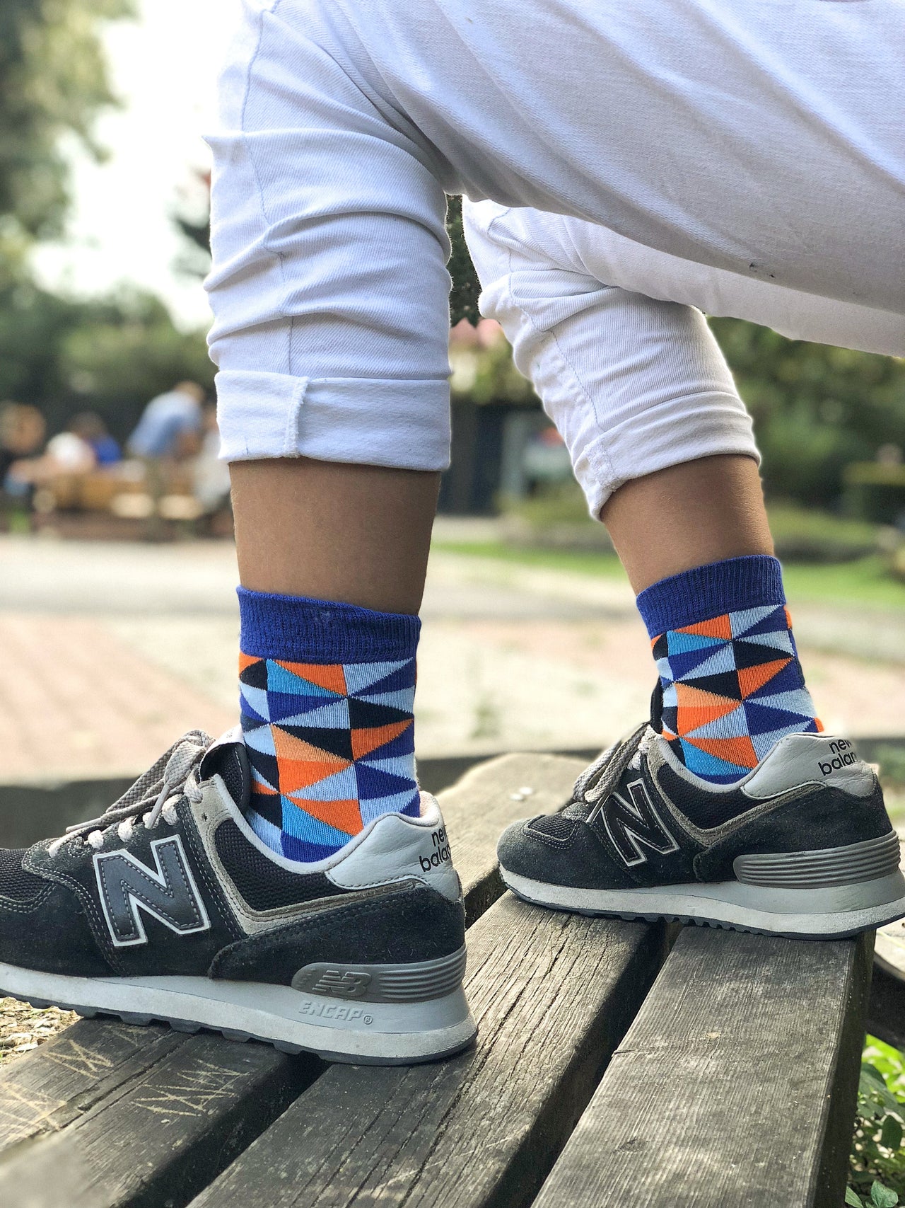 Kids Blue Triangle Socks - 1 COLOR -