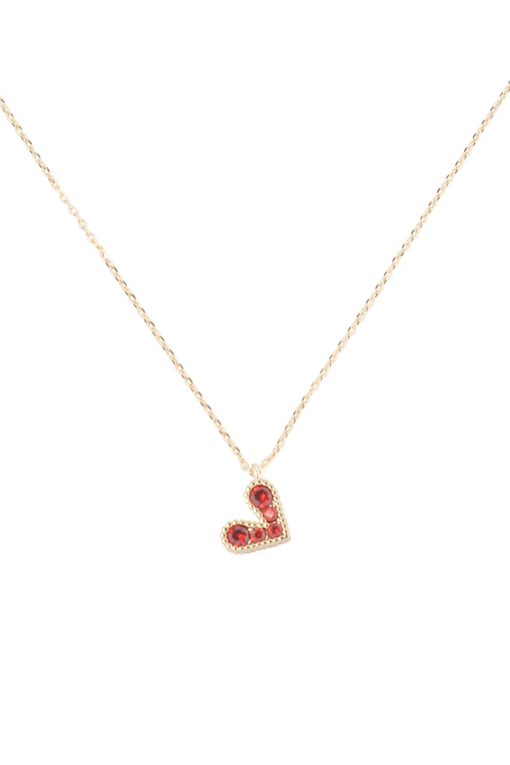 Brass Zirconia Heart Pendant Necklace with 3' extender - 3 COLORS -