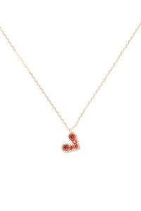 Thumbnail for Brass Zirconia Heart Pendant Necklace with 3' extender - 3 COLORS -