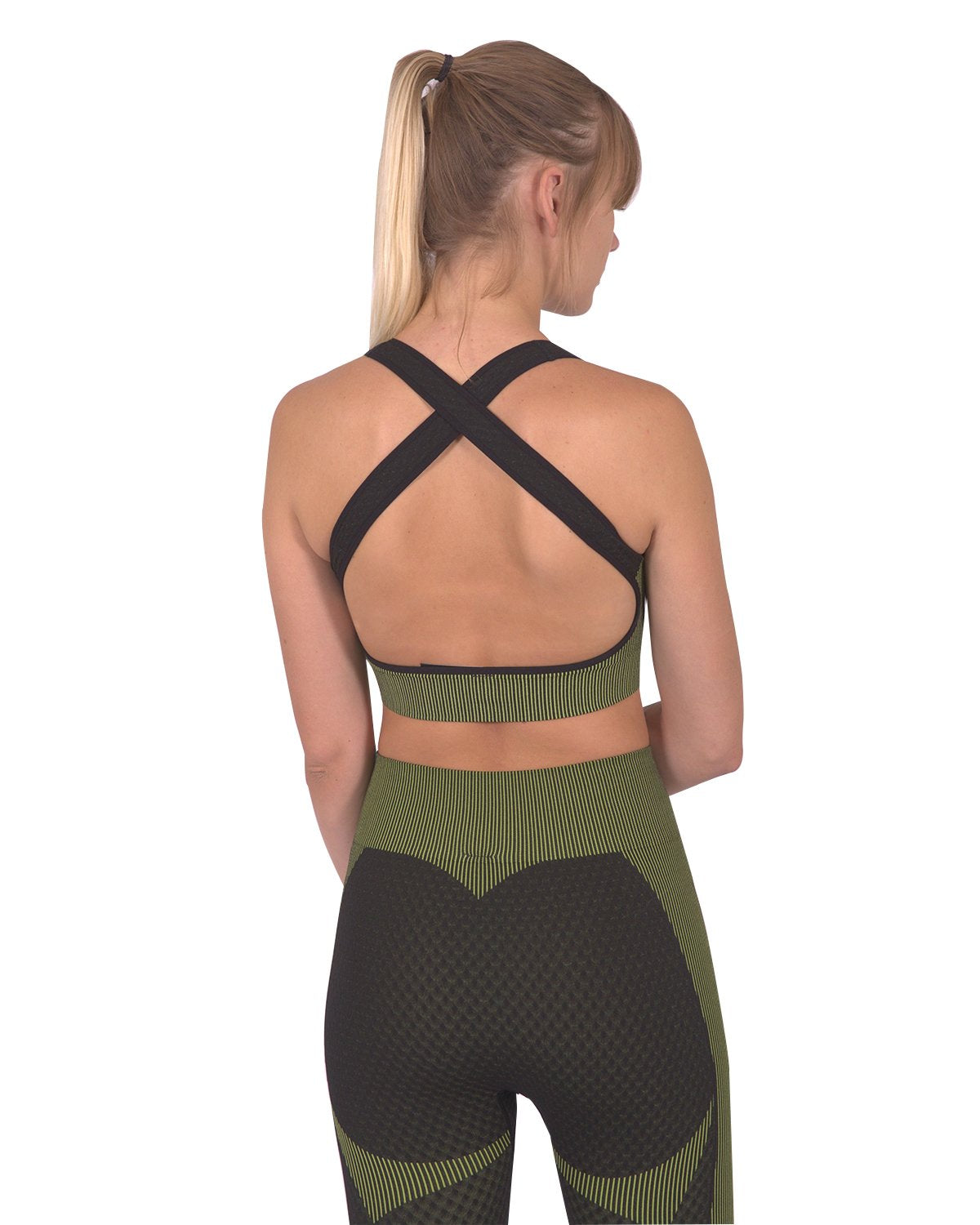 Savoy - Trois Seamless Sports Bra - Black With Green - 1 COLOR -