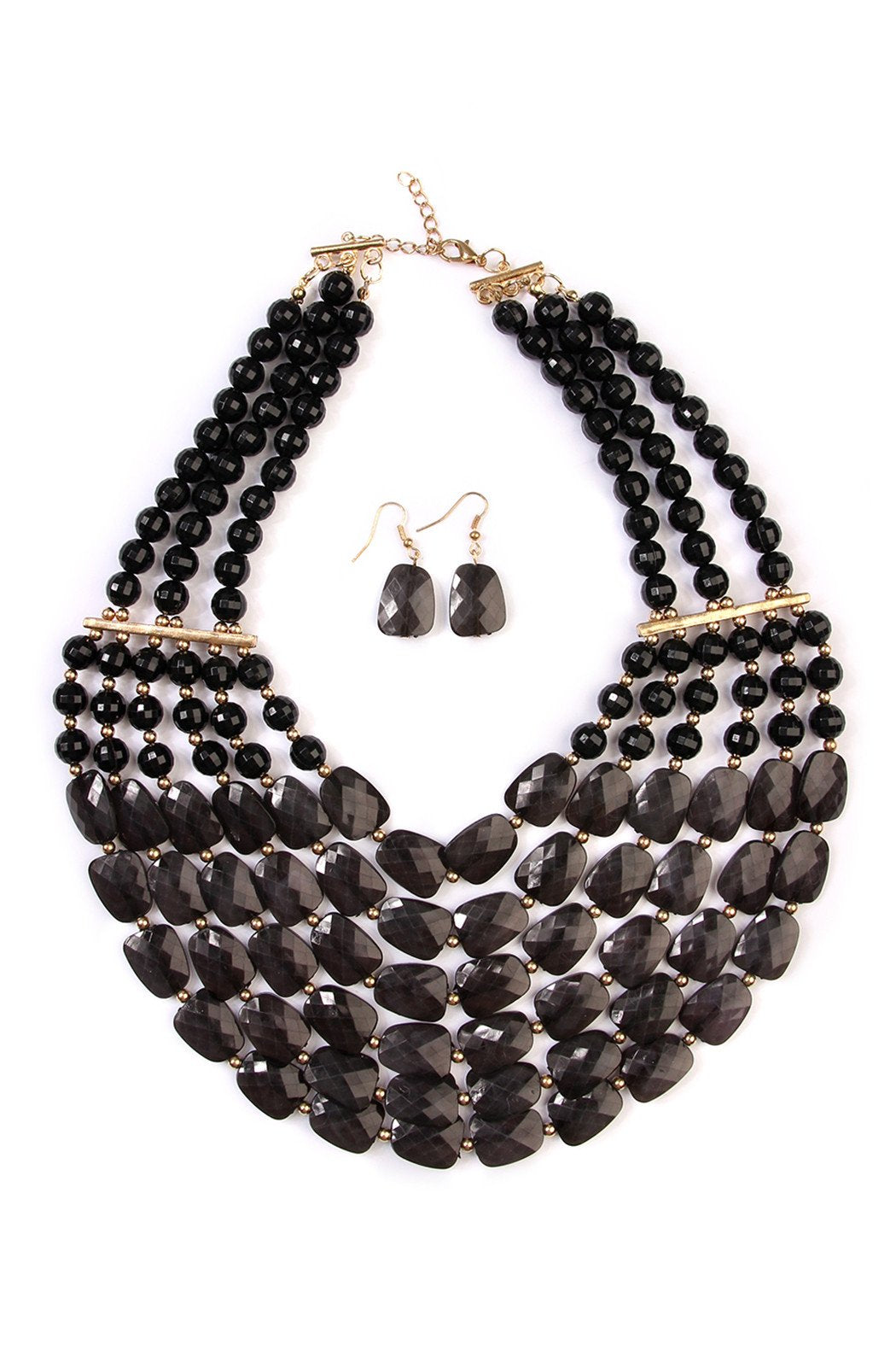 Riah Fashion - Beaded Statement Necklace & Matching Earring Set - 9 COLORS -