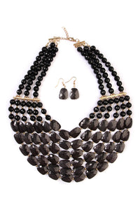 Thumbnail for Riah Fashion - Beaded Statement Necklace & Matching Earring Set - 9 COLORS -