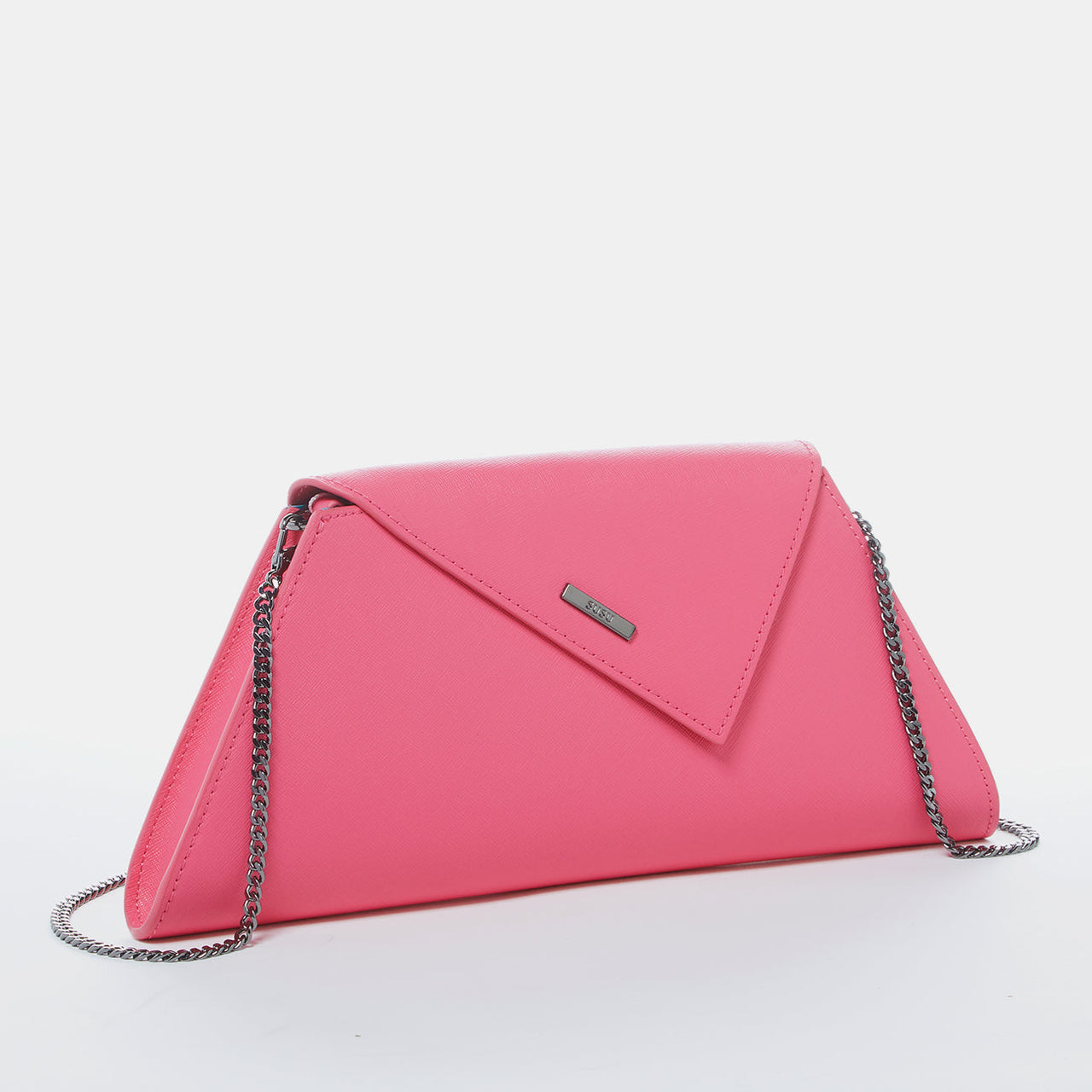 Angelica Hot Pink Leather Clutch Bag -