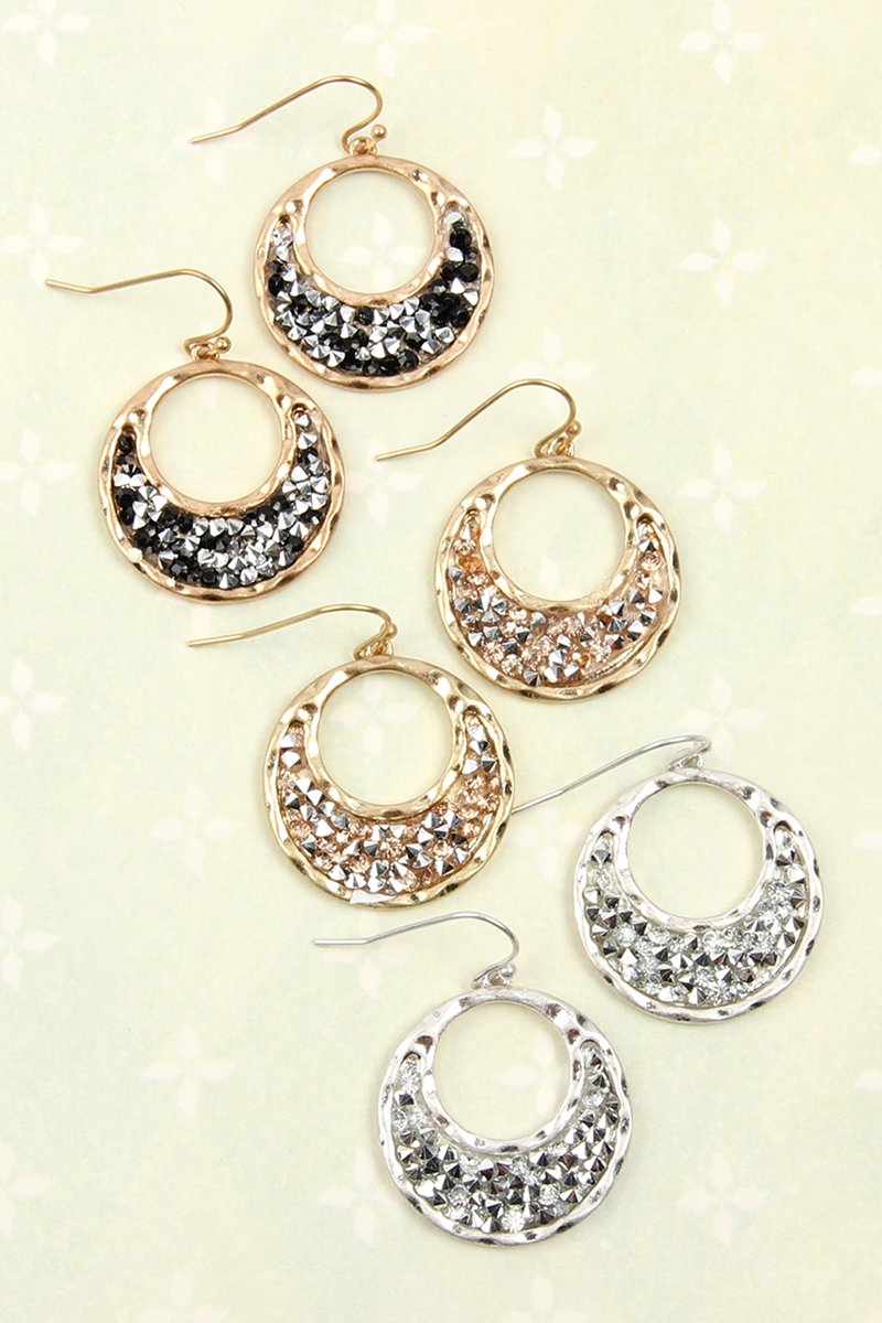 Glittered Crescent Moon Dangle Earrings - 3 COLORS -