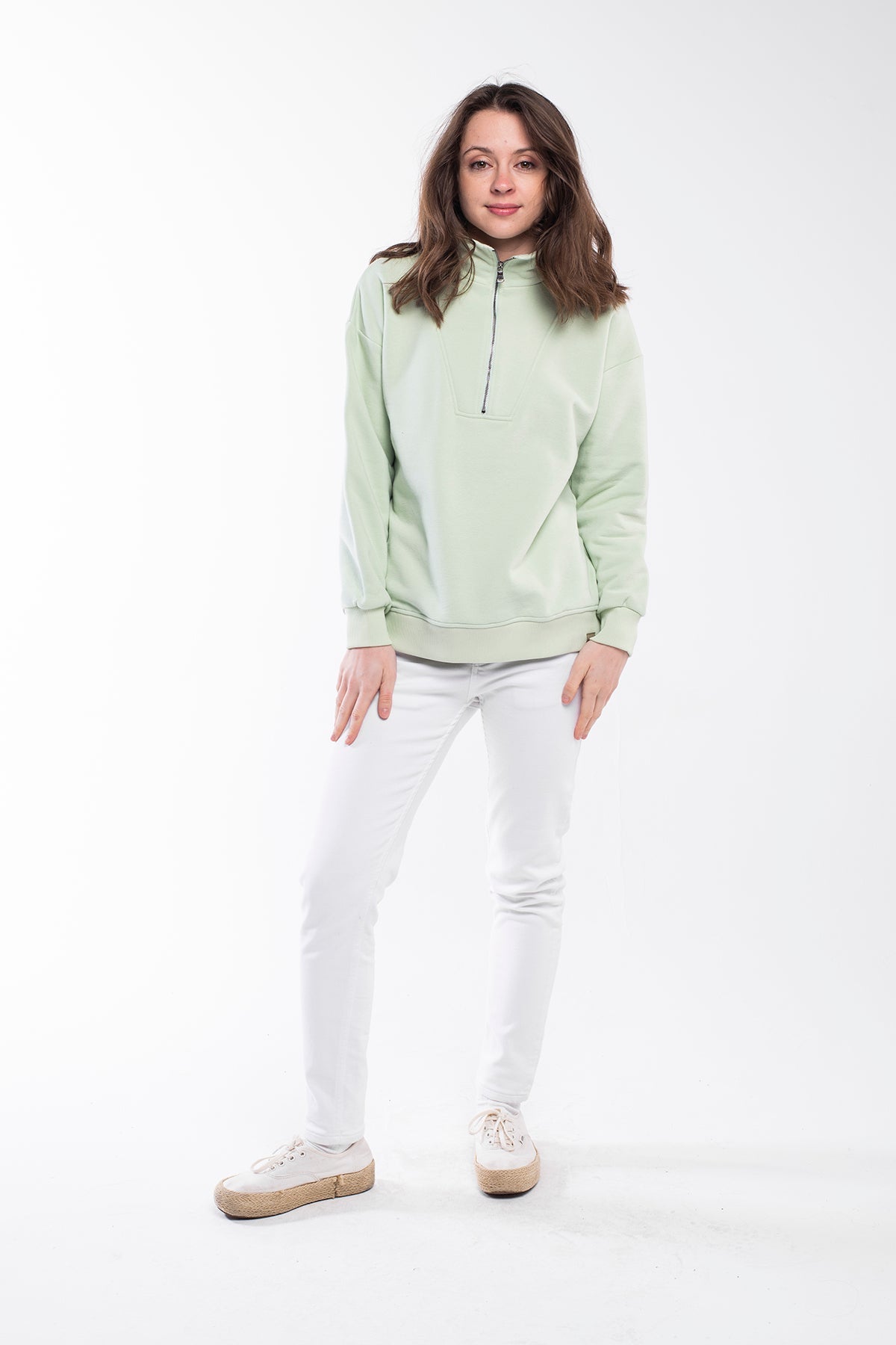 Zipped Neck Sweatshirt - 5 COLORS -