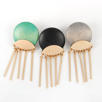 Thumbnail for Wood Disc Dangle Earrings - 7 COLORS -