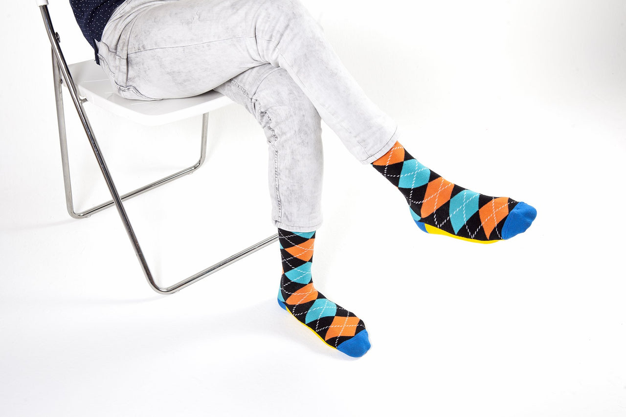 Men's Funky Argyle Socks - 5 PACK -