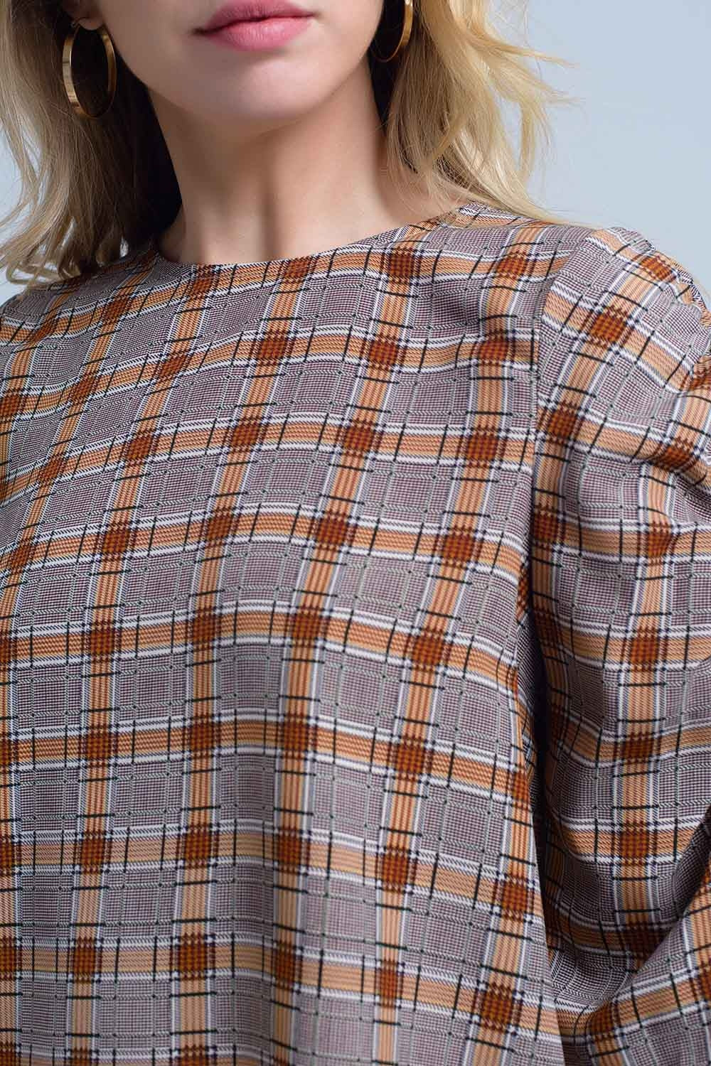 Q2 - Brown Top With Check Print - 1 COLOR -